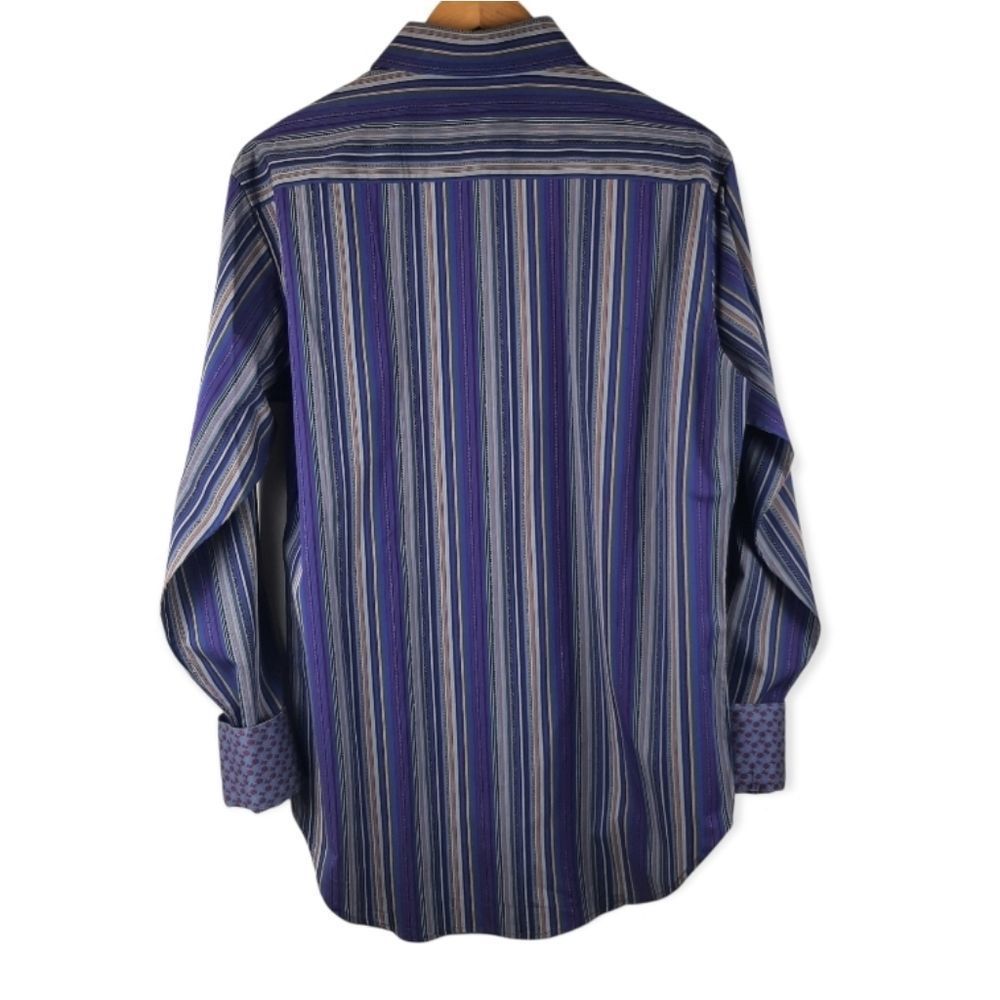 Robert Graham Striped Cotton Flip Cuff Button Front Shirt Size Small NEW - Picture 3 of 9
